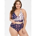 thumbnail image 2 of Estampado de estrellas, talla grande, corte posterior, traje de baño Rosegal  de una pieza, 2 of 5