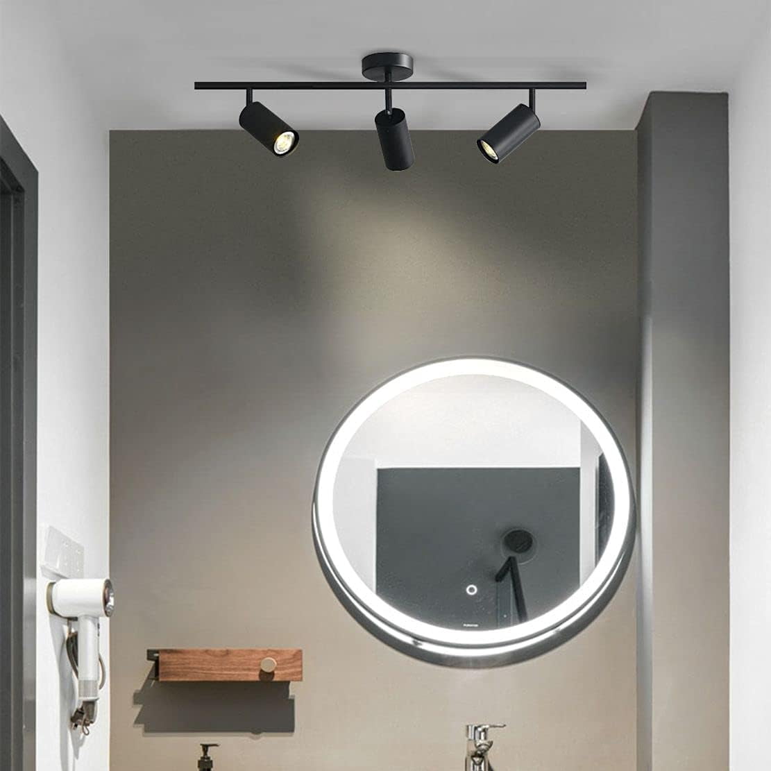 KCO Lighting Modern Matte Black Track Lighting 3-Lights Kitchen Track Lighting Fixtures