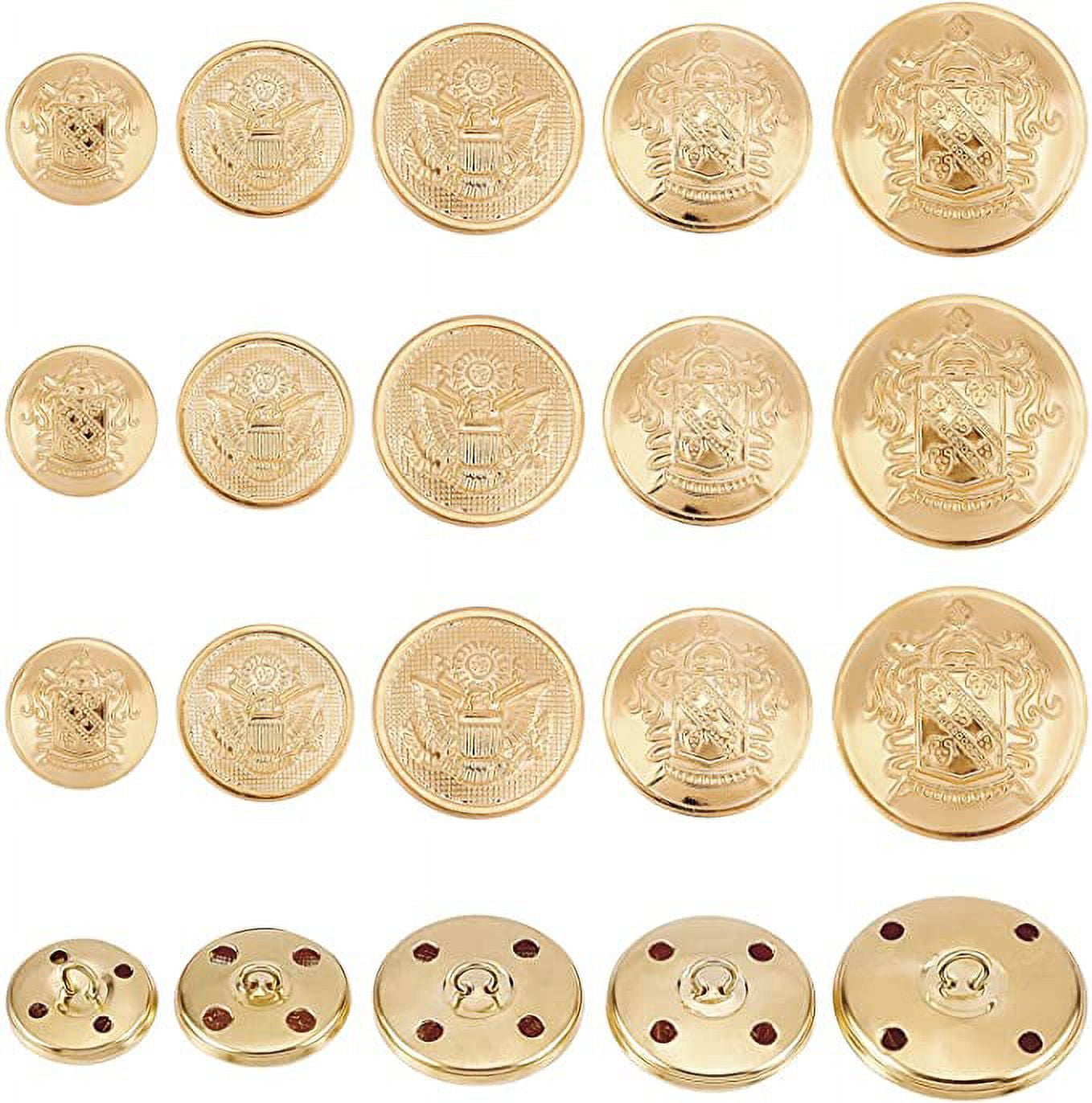 Presidential Embossed Metal Blazer Buttons - 1 Dozen - Antique Gold - WAWAK  Sewing Supplies