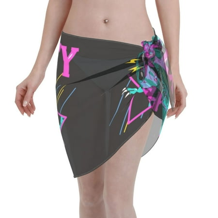 Disketp Rex Dinosaur With Sunglasses Women Swimsuit Cover Up Short Chiffon Summer Beach Sarong Bikini Wrap Skirt Bathing Suit