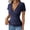 Navy, variant on Women's Ribbed Knit Tops Short Sleeve Wrap V Neck Button Down Blouses Summer Elegant Slim Fit Party Shirts Army Green L