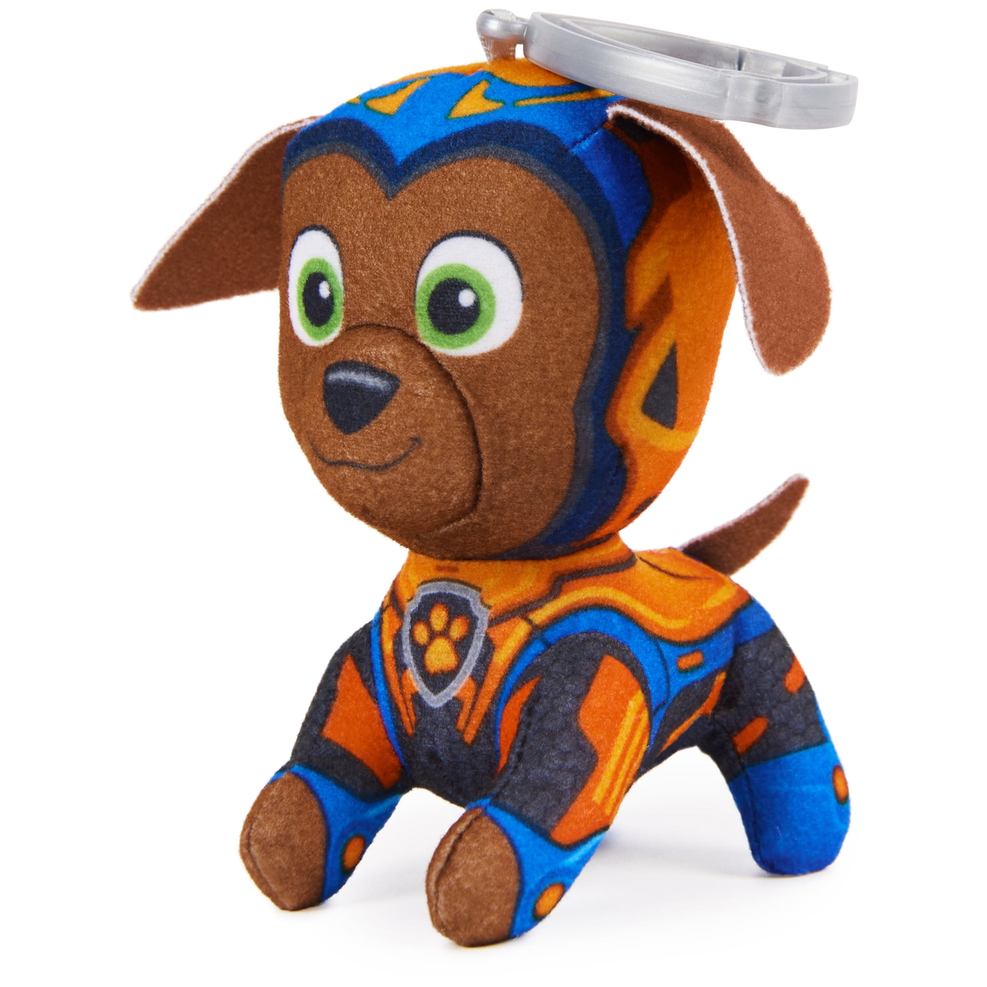 PAW Patrol: The Mighty Movie, 4-Inch Tall Zuma Plush Toy with Keychain Clip for Kids 3+