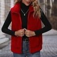 thumbnail image 5 of Lovskoo 2024 Womens Fuzzy Sherpa Fleece Jacket Lightweight Vest Cozy Sleeveless Cardigan Stand Collar Zipper Waistcoat Outerwear With Pocket Red, 5 of 8