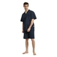 thumbnail image 4 of GLOBAL Men’s Cotton Short Sleeve and Shorts Yarn Pajama Set, Summer Soft Classic Plaid Loungewear with Pockets, Sizes L, 4 of 6