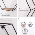 thumbnail image 4 of Soporte flotante hexagonal montado en la pared, juego de tres piezas negras, soporte de pared metálica moderno, 4 of 5