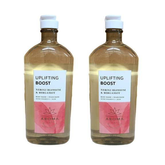 Bath and Body Works Aroma Uplifting Boost NEROLI BLOSSOM BERGAMOT Body Wash Foam Bubble Bath 2 Pack