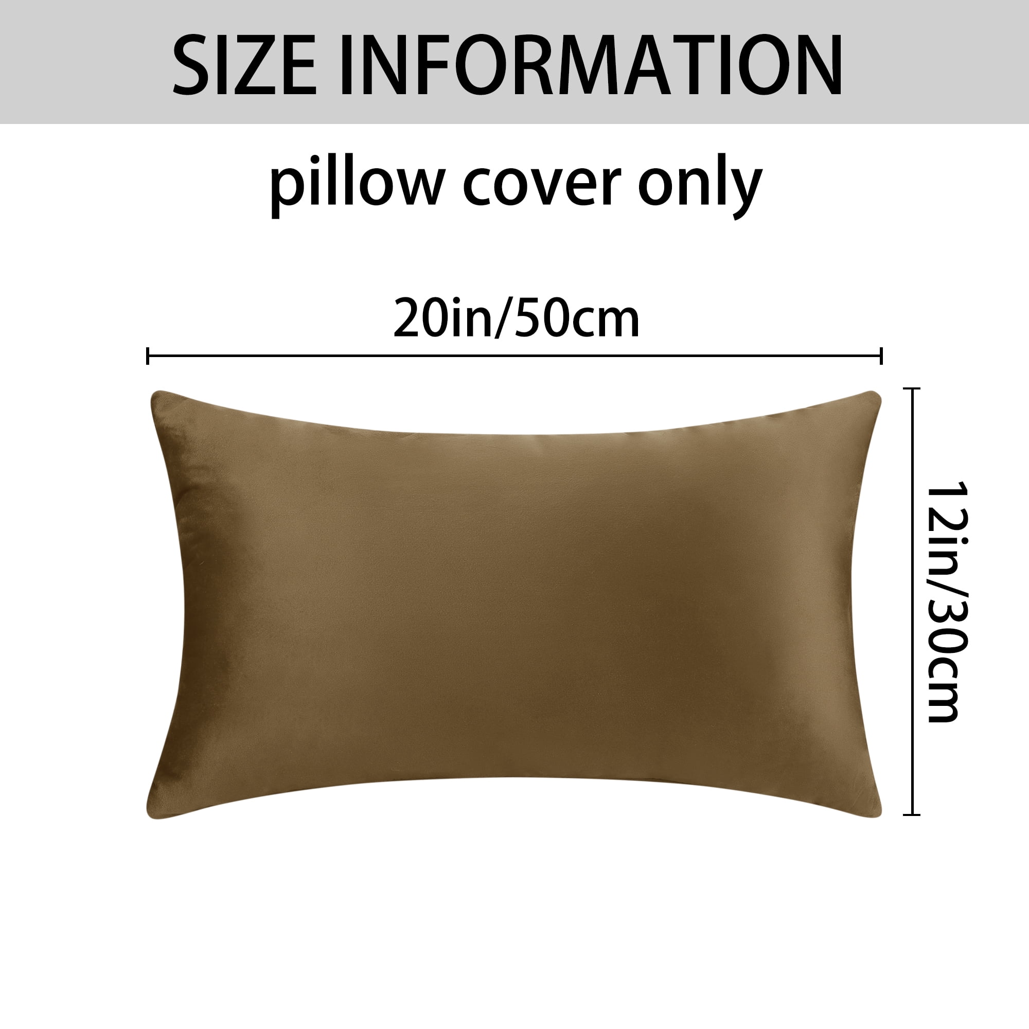 Unique Bargains Velvet Modern Zipper Cushion Decorative Throw Pillow Covers (2 Count) Brown 12" x 20"