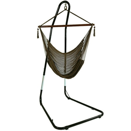 Sunnydaze Hanging Rope Hammock Chair Swing With Adjustable Stand