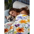 thumbnail image 3 of Spring Wildflowers King Size Flat Sheet, Wrinkleproof & Fadeproof Cooling Flat Bed Sheet Only, Leaves Pastoral Botanical Country Breathable Soft Bedding Top Sheets 105 x 98 Inches, 3 of 8