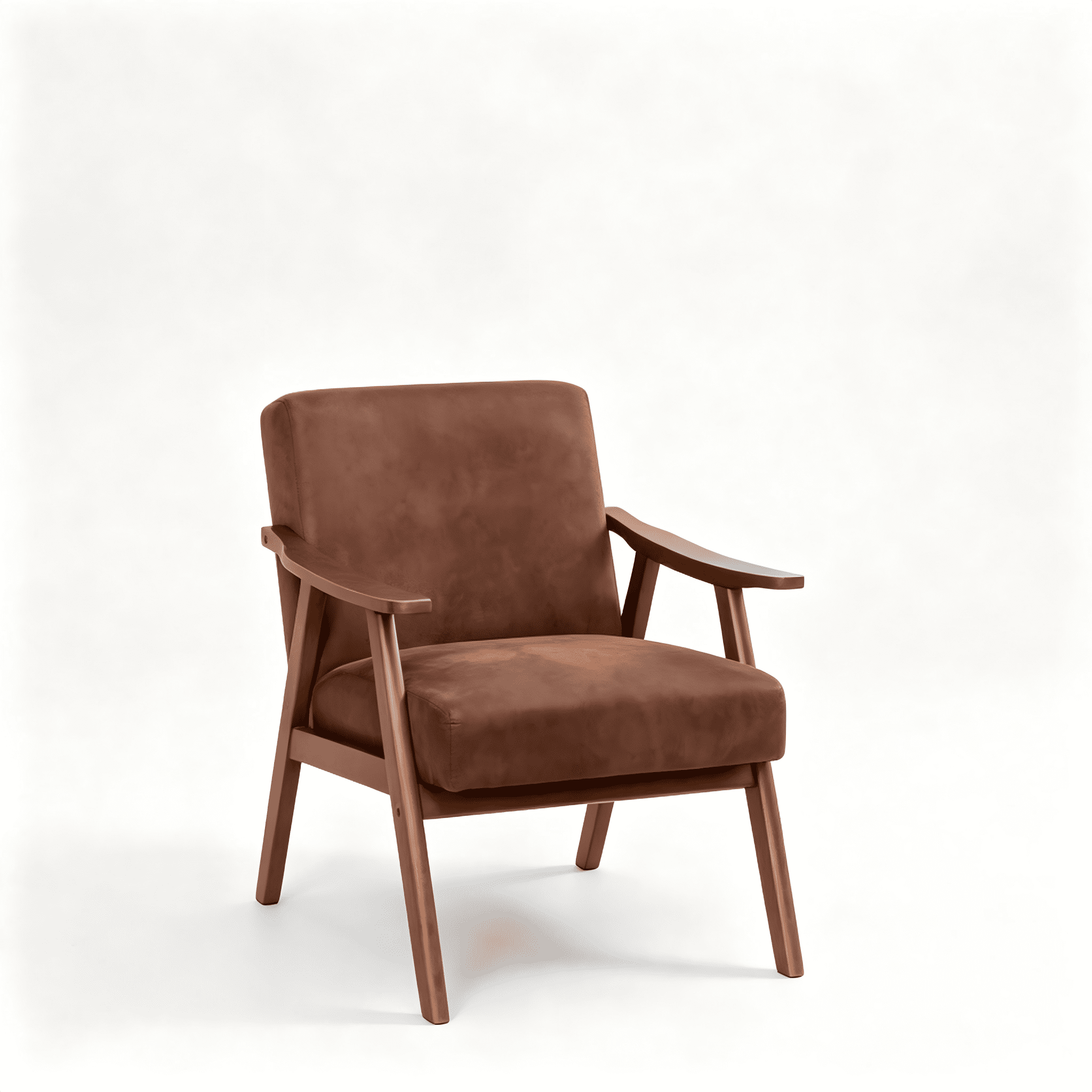 Mintazer Mid-Century Modern Microfiber Leather Accent Chair, Armchair for Living Room Bedroom, Light Brown
