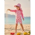 thumbnail image 2 of Baby Rash Guard Swimsuit with Hat 2 Pcs Set Print Striped Swimwears, 2 of 8