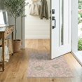 thumbnail image 2 of ODIKA 2'x3' Green Pink Marigold Floral Pattern Washable Throw Rug Elegant William Morris Inspired Design Non-Slip, Low Profile, Flatwoven, Easy Care for Hallway, Study Room, 2 of 7