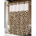 thumbnail image 4 of Leopard No Hook Shower Curtain Waterproof,Bathroom Curtains with Snap in Liners and See Through Top Window,Brown Black Beige Modern Abstract Impressionist Hotel Bathtub Curtains Shower 72"Wx96"L, 4 of 8