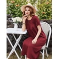 thumbnail image 5 of Ekouaer Cotton Nightgowns for Women with Pockets Midi Night Gowns for Sleeping Plus Size House Dress Lounge Dress, 5 of 6