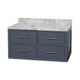 thumbnail image 5 of Hellsinki 48" Floating Wall Mounted Bathroom Vanity with Marine Gray Cabinet and Carrara Marble Top, 5 of 7