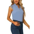 thumbnail image 4 of INSPIRE CHIC Blouse Basique Sans Manches à Col en V pour Femmes, Gris Bleu, 4 of 7