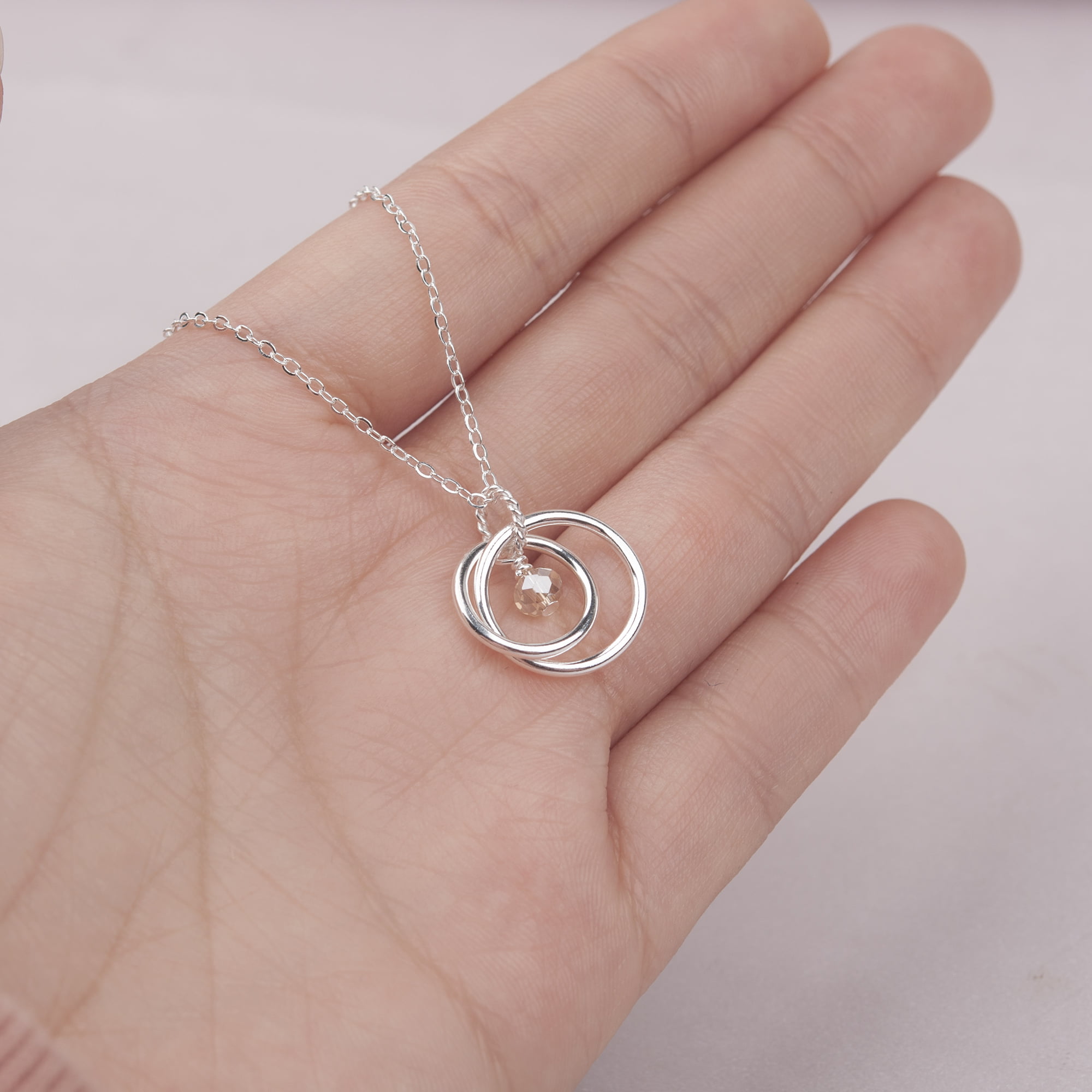 Gift for Expecting Moms Necklace: Expecting Mother Gifts, Present for Expecting Moms, Mom to Be, Pregnant Woman, 2 Interlocking Circles, Silver