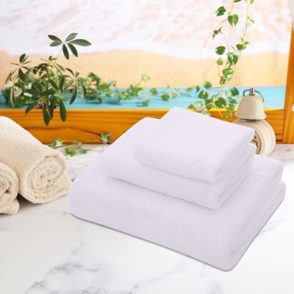 PRETXORVE Bath Towel Set, Large Bath Towels, Three Sets of Fibre Bath Towel Towel Towel Absorbent Towel Embossed Bear Bath Towel Beach Towel
