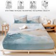 thumbnail image 5 of Full Size Fitted Sheet Set - Teal Beige 3 Piece Bedding Sets 16" Deep Pocket Fitted Sheet with 2 Pillowcases Modern Oil Painting Art Coastal Brushed Microfiber Hotel Luxury Bed Sheets, 5 of 9