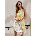 thumbnail image 4 of Multicolor Womens Halter Neck Allover Print A-Line Mini Sundress For Summer Beach Vacation & Casual Outing, 4 of 8