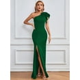 thumbnail image 5 of I2CRAZY Women's Sexy Dark Green One Shoulder High Split Evening Party Bodycon Maxi Dress-S, 5 of 7