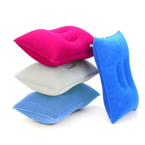 Paquete de 4 almohadas de viaje inflables ultraligeras tamaño A4, almohada de aire de tela flocada cuadrada pequeña para viajes, viajes de vacaciones, senderismo, camping, siesta, soporte lumbar para