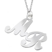 Personalized Planet Script Initials Sterling Silver Pendant