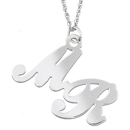 Personalized Planet Script Initials Sterling Silver Pendant