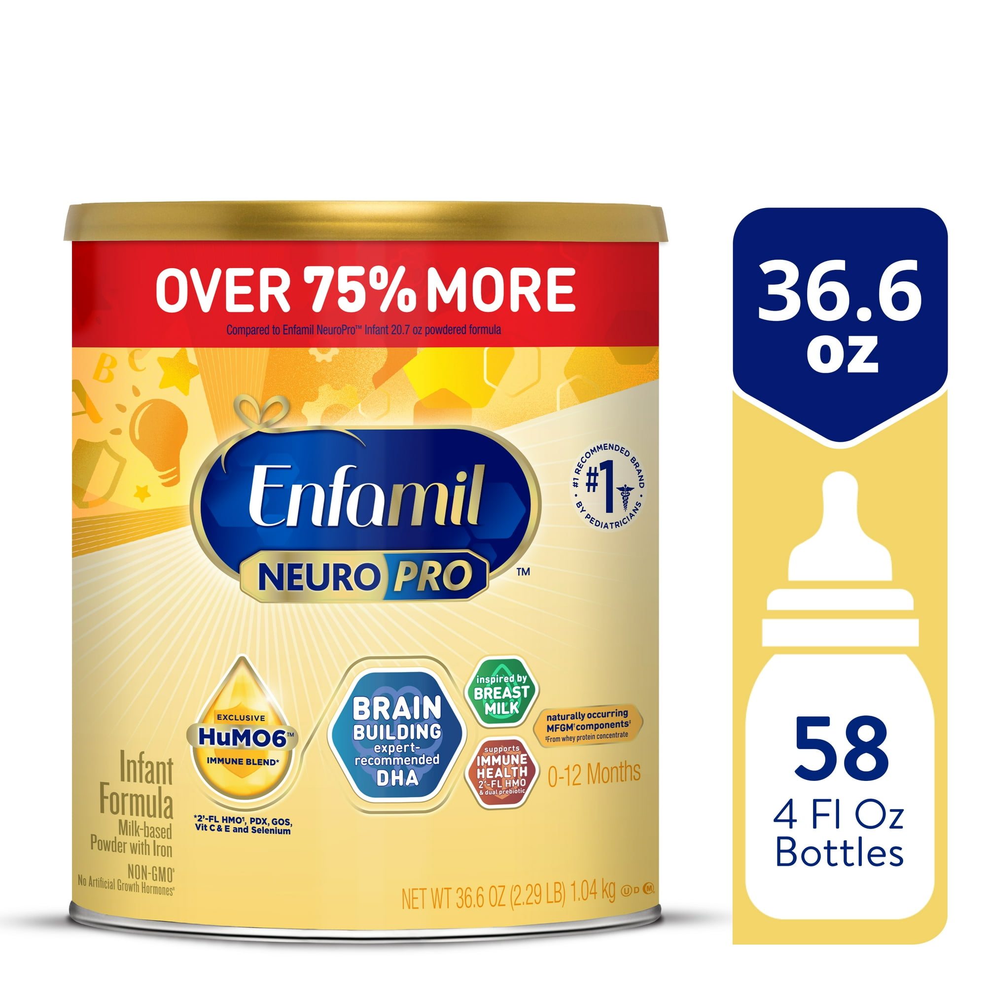 Enfamil NeuroPro Baby Formula, Brain Building Duo DHA & MFGM, Infant Formula Powder, 36.6 oz XL Value Can