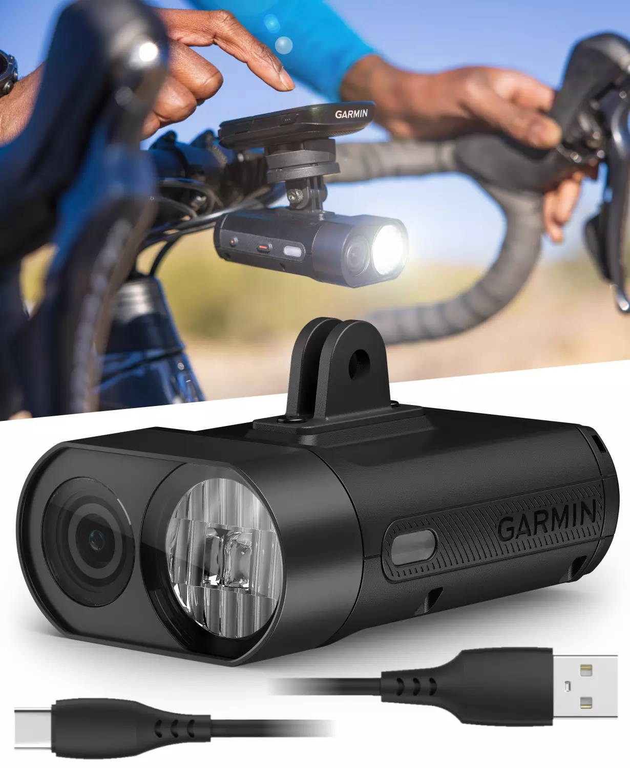 Garmin Varia Vue, Cycling Headlight and 4k Camera, Light Intensity up to 600 Lumens, Crystal-Clear Video Recording, Incident Detection While Cycling with Wearable4U PowerBank Bundle