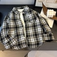 thumbnail image 7 of Lutiedan Button Down Dress Shirts for Boys Long Sleeve Color Block Plaid Shirts Classic School Uniform Shirts Sizes 1-11,Black, 7 of 7