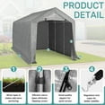 thumbnail image 3 of Ktaxon 8'x12' Metal Carport, Heavy Duty Outdoor Car Tent with Rolled Zipper Door, Portable Shelter for Car, Motorcycles, Bikes & Tools, 3 of 8