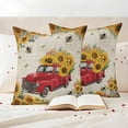 thumbnail image 3 of Vintage Red Car Pillow Covers 2 Pack Yellow Sunflower Bee Leaves Spring Plant Pillowcase Waterproof Outdoor Throw Pillow Cover for Patio Garden Square Cushion 20”x20”, 3 of 9
