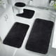 thumbnail image 3 of Juego de alfombrillas de baño. Fabricadas en felpa de terciopelo y espuma. Ultra absorbentes, lavables a máquina y antideslizantes para suelos de baño modernos (Negro)., 3 of 8