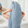 thumbnail image 6 of Unique Bargains Soft Absorbent Cotton Waffle Bath Towel Blue/Yellow 71"x35", 6 of 7