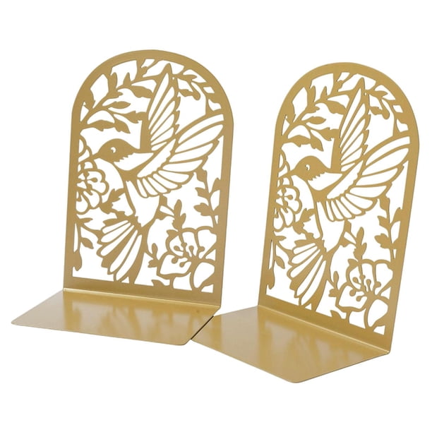 Sujetalibros de metal con silueta moderna de colibrí, decoración para estantes de libros Marrón