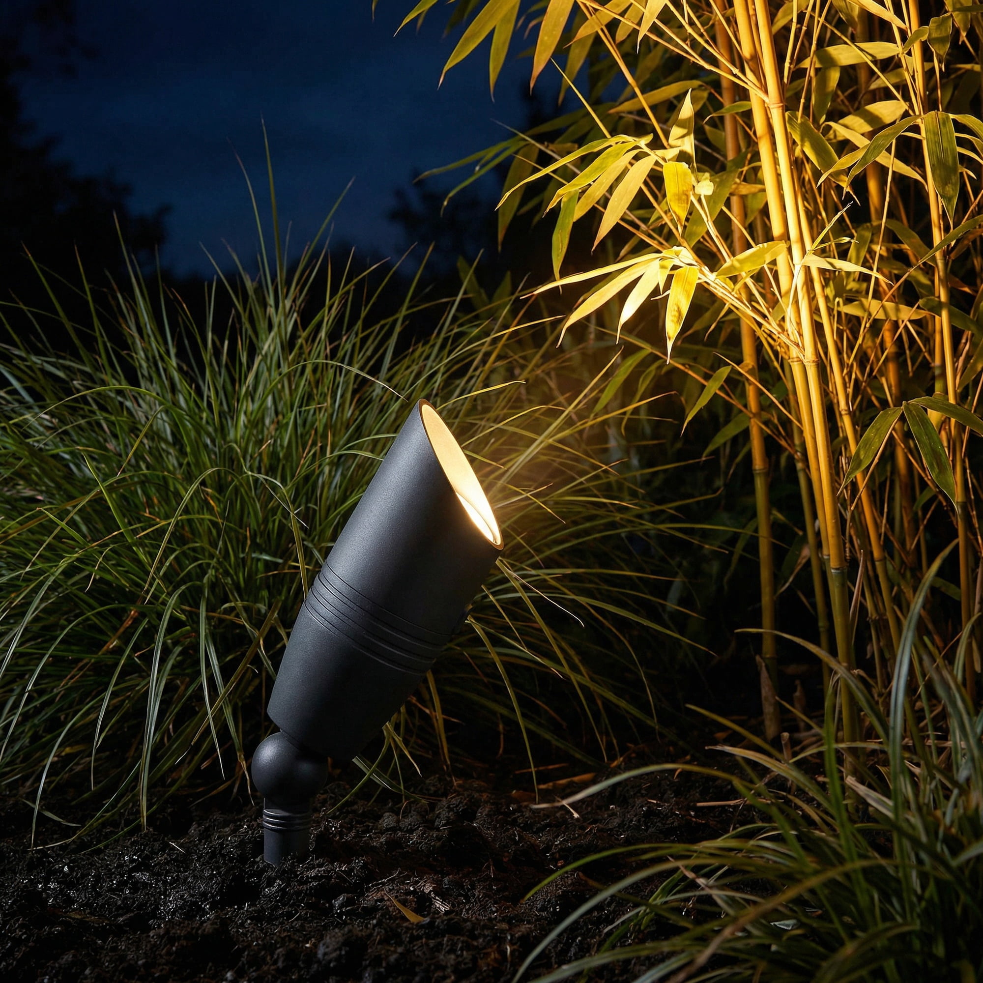 LNC 6W Solid Black LED Outdoor Spotlight 2700K Warm White 490 Lumens for Low Voltage Landscape Lighting of Yard, Lawn, Garden, Patio, Trees & House
