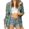thumbnail image 2 of ICHUANYI Clearance Children Fashion Long Sleeves Comfortable Leisure Lattice Loose Hooded Tops Blouse(Green, L) ICHUANYI WER2023081203430, 2 of 5