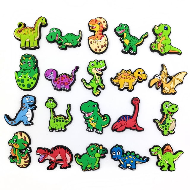 Serie de dinosaurios: 20 piezas de accesorios para zapatos de fútbol, accesorios para zapatos de dibujos animados, utilizados para zapatos perforados, pulseras, fiestas, decoración de bricolaje.