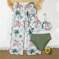 thumbnail image 5 of GYRATEDREAM Girl's 3 Piece Swimsuit Summer Halter Bikini Set Tropical Print High Waist Bathing Suit with Quick Dry Cover Up Pants Swimwear for 9Y Green, 5 of 8
