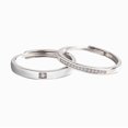 thumbnail image 4 of Couple Rings Sterling Silver Matching Wedding Bands for Women and Men Adjustable Geometric Promise Rings with Zircon Stone Korean Niche Design Jewelry, 4 of 5