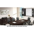 thumbnail image 7 of 8ft - 26ft Modern Boat Shaped Conference Room Table with Cube Bases, Meeting Boardroom, Office Space (12ft w/ 2 Power Modules, Mahogany), 7 of 7