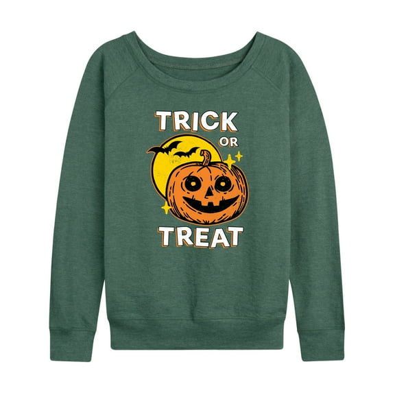 Instant Message - Vintage Trick Or Treat Pumpkin - Women's Lightweight French Terry Long Sleeve Shirt