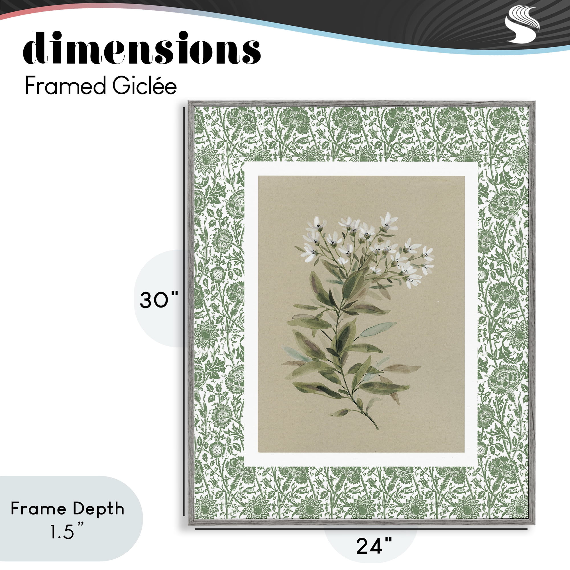 Stupell Industries Green Botanical Pattern Gray Framed Giclee Art, design by Carol Robinson