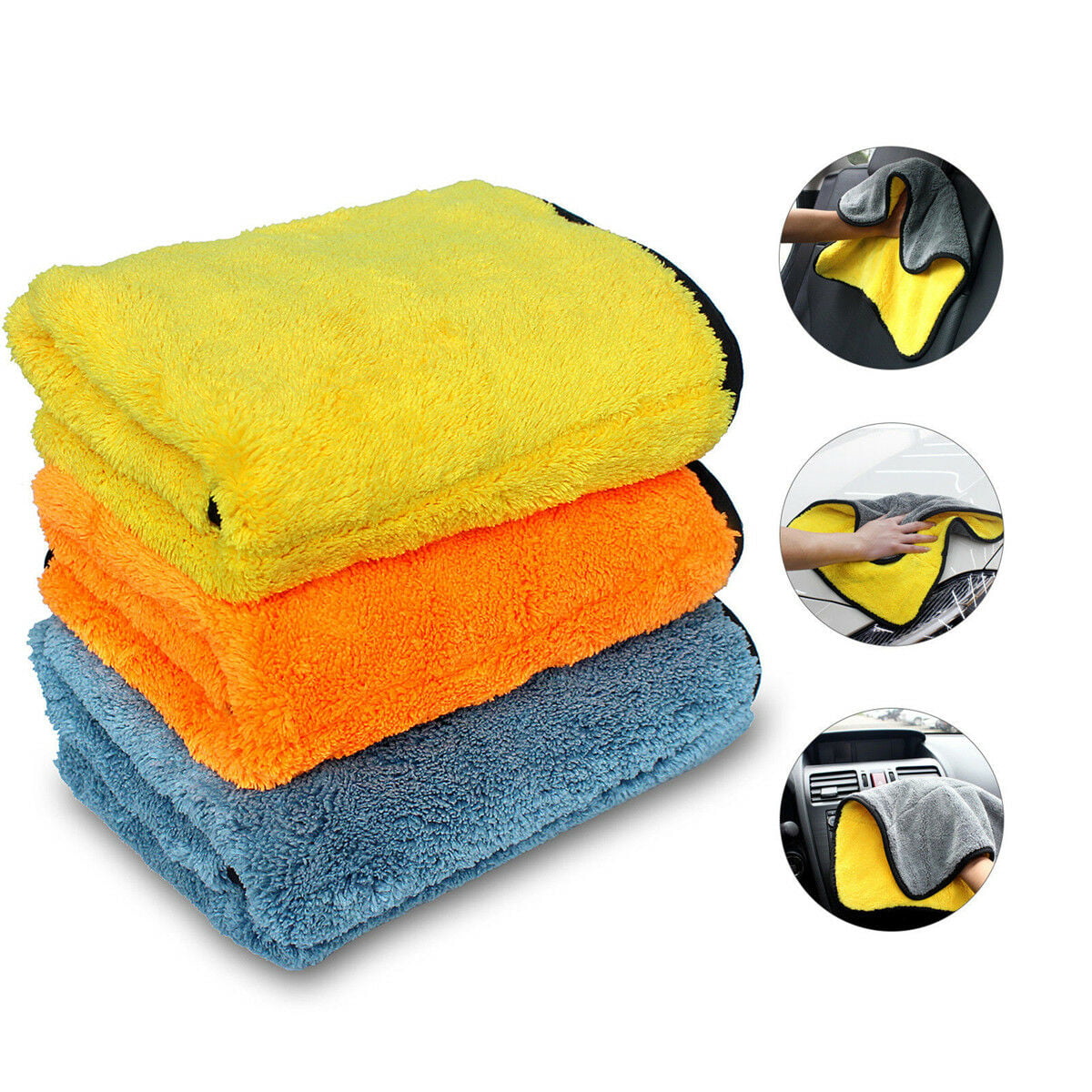 3x MICROFIBRE CLOTHS Cleaning Car Auto Detailing Polish Wash Dry Valet Wax Large 