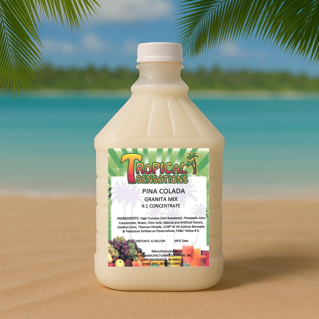 Tropical Sensations Pina Colada Granita Slushie Mix – 64 oz Bottle – Non-Alcoholic Frozen Drink Mix for Slush Machines