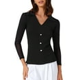 thumbnail image 1 of BLUSA DE MANGA LARGA TRANSPARENTE CON CUELLO EN V PARA MUJERES CHIC INSPIRADA, CAMISAS CASUAL, TALLA M NEGRO, 1 of 6