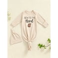 thumbnail image 3 of WIBACKER Newborn Baby Knotted Gown Infant Cotton Long Sleeve Sleeper with Mitten Cuffs, Baby Girl and Boy Sleep Gown, 3 of 5