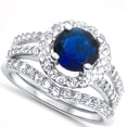 thumbnail image 6 of Simulated Sapphire Sterling Silver Blue CZ Wedding Ring Set for Women Size 5, 6 of 7