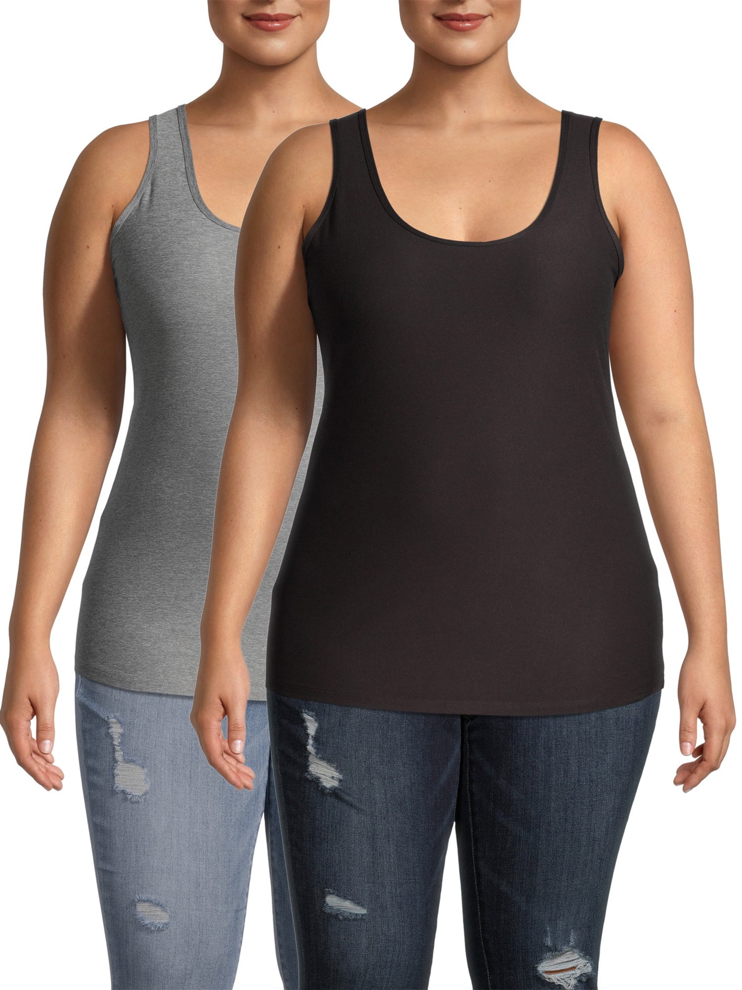 No Boundaries Juniors Plus Size Scoop Neck Tank 2 Pack Value Bundle 